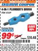 Harbor Freight ITC Coupon 4-IN-1 PLUMBERS BRUSH Lot No. 45339 Expired: 8/31/17 - $0.99