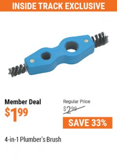 Harbor Freight Coupon 4-IN-1 PLUMBERS BRUSH Lot No. 45339 Expired: 7/1/21 - $1.99