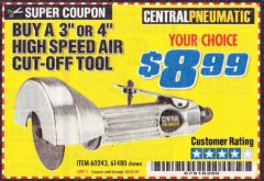 Harbor Freight Coupon 3" HIGH SPEED AIR CUT-OFF TOOL Lot No. 47077/67425/69473/60243/60374 Expired: 10/31/19 - $8.99