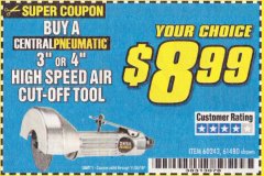 Harbor Freight Coupon 3" HIGH SPEED AIR CUT-OFF TOOL Lot No. 47077/67425/69473/60243/60374 Expired: 10/30/19 - $0