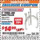 Harbor Freight ITC Coupon PITTSBURGH 8 IN., 3-JAW GEAR PULLER Lot No. 63952 Expired: 8/31/17 - $14.99
