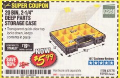 Harbor Freight Coupon 20 BIN PORTABLE PARTS STORAGE CASE Lot No. 62778/93928 Expired: 11/30/19 - $5.99