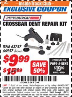 Harbor Freight ITC Coupon PITTSBURGH BIKER-STYLE PNEUMATIC ROLLER SEAT Lot No. 63756/62357 Expired: 1/31/19 - $9.99