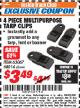 Harbor Freight ITC Coupon HFT MULTIPURPOSE TARP CLIPS, 4-PIECE Lot No. 63067 Expired: 11/30/17 - $3.49
