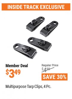Harbor Freight ITC Coupon 4 PIECE MULTIPURPOSE TARP CLIPS Lot No. 63067/68014 Expired: 4/29/21 - $3.49