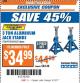 Harbor Freight ITC Coupon 3 TON ALUMINUM JACK STANDS Lot No. 91760/61627 Expired: 9/12/17 - $34.99