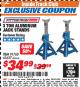 Harbor Freight ITC Coupon 3 TON ALUMINUM JACK STANDS Lot No. 91760/61627 Expired: 3/31/18 - $34.99