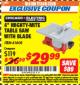 Harbor Freight ITC Coupon 4" MIGHTY-MITE TABLE SAW WITH BLADE Lot No. 61608 Expired: 9/30/17 - $29.99