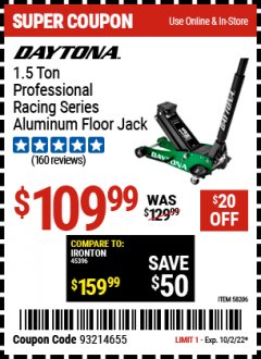 Harbor Freight Coupon 20 percent off coupon expires: 10/2/22