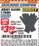 Harbor Freight ITC Coupon HARDY JERSEY GLOVES 5 PAIRS Lot No. 61365 Expired: 10/31/17 - $3.59
