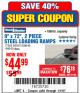 Harbor Freight Coupon 9" x 72", 2 PIECE STEEL LOADING RAMPS Lot No. 44649/69591/69646 Expired: 1/1/18 - $44.99