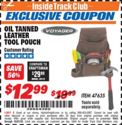 Harbor Freight ITC Coupon OIL TANNED LEATHER TOOL POUCH Lot No. 47635 Expired: 10/31/18 - $12.99