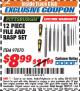 Harbor Freight ITC Coupon 12 PIECE FILE AND RASP SET Lot No. 97070 Expired: 10/31/17 - $8.99