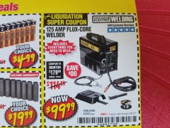 Harbor Freight Coupon 125 AMP FLUX-CORE WELDER Lot No. 63583/63582 Expired: 4/30/19 - $99.99