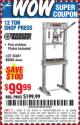 Harbor Freight Coupon 12 TON SHOP PRESS Lot No. 33497/60604 Expired: 10/23/15 - $99.99