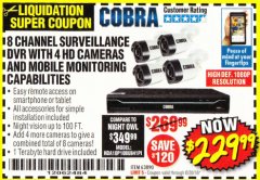 Harbor Freight Coupon 8 CHANNEL SURVEILLANCE DVR WITH 4 HD CAMERAS AND MOBILE MONITORING CAPABILITIES Lot No. 63890 Expired: 6/30/18 - $229.99