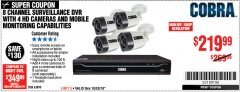 Harbor Freight Coupon 8 CHANNEL SURVEILLANCE DVR WITH 4 HD CAMERAS AND MOBILE MONITORING CAPABILITIES Lot No. 63890 Expired: 10/28/18 - $219.99