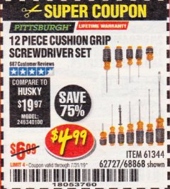 Harbor Freight Coupon 10 PIECE 1/4" DRIVE HIGH VISIBILITY DEEP SOCKET SETS Lot No. 67876/61333/61345/67874 Expired: 7/31/19 - $4.99