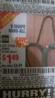 Harbor Freight Coupon V-SHAPE HANG-ALL Lot No. 38442/61430/61533/68995 Expired: 9/12/15 - $1.49