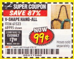 Harbor Freight Coupon V-SHAPE HANG-ALL Lot No. 38442/61430/61533/68995 Expired: 6/30/18 - $0.99