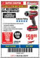 Harbor Freight Coupon BAUER 20V CORDLESS, 1/4 IN. HEX COMPACT IMPACT DRIVER KIT WITH 1.5 AH BATTERY, RAPID CHARGER, AND BAG Lot No. 64755/63528 Expired: 3/25/18 - $59.99