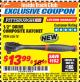 Harbor Freight ITC Coupon PITTSBURGH PRO 1/2 IN. DRIVE COMPOSITE RATCHET Lot No. 62618 Expired: 12/31/17 - $13.99