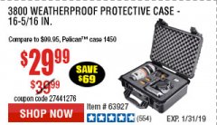 Harbor Freight Coupon APACHE 3800 WEATHERPROOF PROTECTIVE CASE Lot No. 63927 Expired: 1/31/19 - $29.99