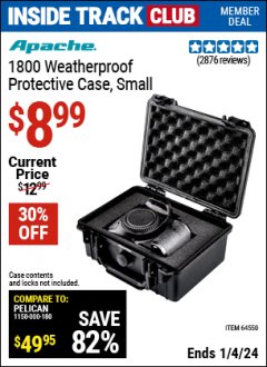 Harbor Freight ITC Coupon APACHE 1800 WEATHERPROOF PROTECTIVE CASE Lot No. 64550/63518 Expired: 1/4/24 - $8.99