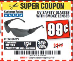 Harbor Freight Coupon WESTERN SAFETY SAFETY GLASSES Lot No. 66822/66823/99762/63851 Expired: 8/27/18 - $0.99