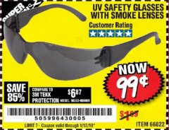 Harbor Freight Coupon WESTERN SAFETY SAFETY GLASSES Lot No. 66822/66823/99762/63851 Expired: 1/12/19 - $0.99