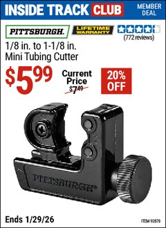 Harbor Freight ITC Coupon PITTSBURGH 1/8 IN. Lot No. 92878 Valid Thru: 1/29/26 - $5.99
