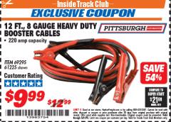 Harbor Freight ITC Coupon 12 FT., 8 GAUGE HEAVY DUTY BOOSTER CABLES Lot No. 69295/61225 Expired: 5/31/18 - $9.99
