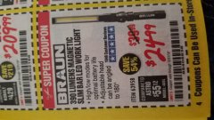 Harbor Freight Coupon BRAUN 390 LUMEN SLIM BAR FOLDING LED WORKLIGHT Lot No. 63958/56248/56329 Expired: 12/31/18 - $24.99