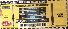 Harbor Freight Coupon BRAUN 390 LUMEN SLIM BAR FOLDING LED WORKLIGHT Lot No. 63958/56248/56329 Expired: 2/28/19 - $24.99