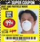 Harbor Freight Coupon DUST AND PARTICLE MASK 5 PACK Lot No. 62606/63723/50027 Expired: 12/31/17 - $0.99