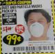Harbor Freight Coupon DUST AND PARTICLE MASK 5 PACK Lot No. 62606/63723/50027 Expired: 4/30/18 - $0.99