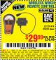 Harbor Freight Coupon WIRELESS WINCH REMOTE CONTROL Lot No. 69229/61474 Expired: 10/19/15 - $29.99