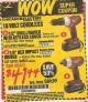 Harbor Freight Coupon 18 VOLT CORDLESS 1/4" HEX IMPACT DRIVER Lot No. 68853/62421 Expired: 9/30/15 - $41.44