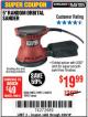 Harbor Freight Coupon 5" RANDOM ORBITAL PALM SANDER Lot No. 69857/62216/93431 Expired: 3/26/18 - $19.99