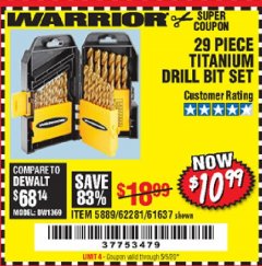 Harbor Freight Coupon 29 PIECE TITANIUM DRILL BIT SET Lot No. 5889/62281/61637 Expired: 6/30/20 - $10.99