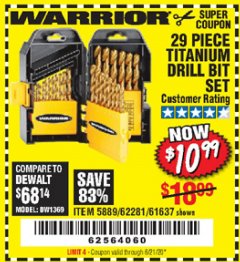 Harbor Freight Coupon 29 PIECE TITANIUM DRILL BIT SET Lot No. 5889/62281/61637 Expired: 6/21/20 - $10.99