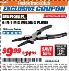 Harbor Freight ITC Coupon 6-IN-1 MIG WELDING PLIERS Lot No. 63513 Expired: 4/30/19 - $9.99