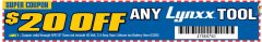 Harbor Freight Coupon $20 OFF ANY LYNXX TOOL Lot No. 63286/63289/63284/63287/63288 Expired: 9/9/18 - $20