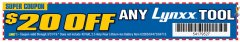 Harbor Freight Coupon $20 OFF ANY LYNXX TOOL Lot No. 63286/63289/63284/63287/63288 Expired: 3/31/19 - $20