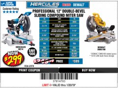 Harbor Freight Coupon HERCULES PROFESSIONAL 12" DOUBLE-BEVEL SLIDING MITER SAW Lot No. 63978/56682 Expired: 1/20/19 - $299
