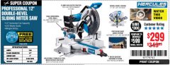 Harbor Freight Coupon HERCULES PROFESSIONAL 12" DOUBLE-BEVEL SLIDING MITER SAW Lot No. 63978/56682 Expired: 5/5/19 - $299.99