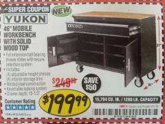 Harbor Freight Coupon YUKON 46 IN. MOBILE WORKBENCH WITH SOLID WOOD TOP Lot No. 64012/57779/57780 Expired: 5/31/18 - $199.99