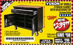 Harbor Freight Coupon YUKON 46 IN. MOBILE WORKBENCH WITH SOLID WOOD TOP Lot No. 64012/57779/57780 Expired: 6/30/20 - $239.99