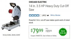 Harbor Freight Coupon 3-1/2 HP 14" INDUSTRIAL CUT-OFF SAW Lot No. 61481/68104/62459 Expired: 6/30/20 - $79.99