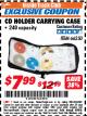 Harbor Freight ITC Coupon CD HOLDER CARRYING CASE Lot No. 66250 Expired: 4/30/18 - $7.99